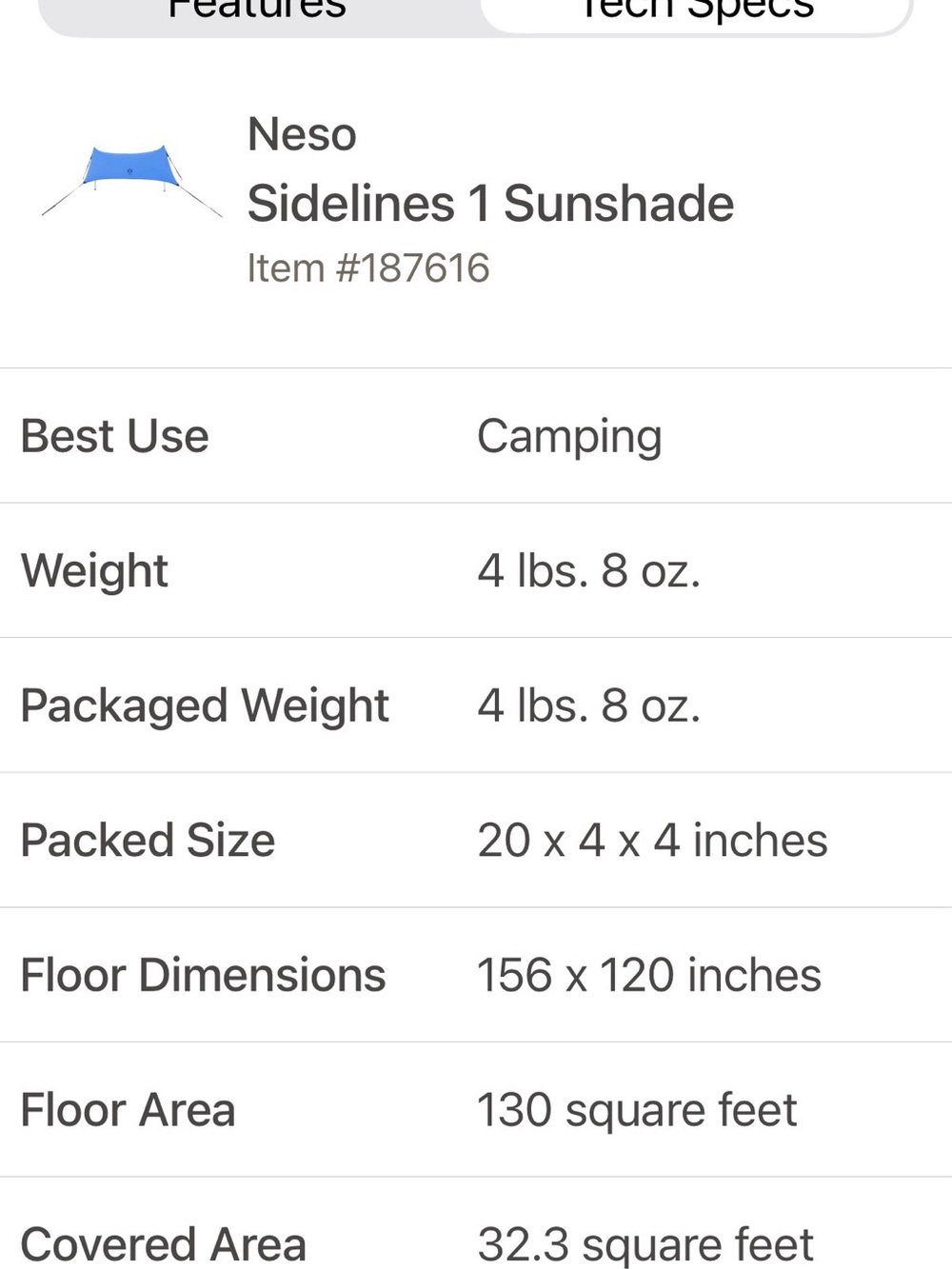 Neso Sidelines 1 Ultralight Sunshade/shelter Grass AND Sand - Picture 6 of 9